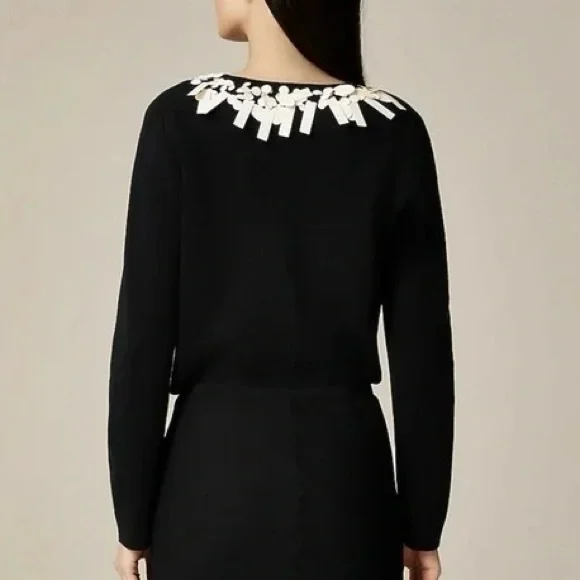 J. Crew Sequin tie-front cardigan in merino wool NWT - Picture 4 of 7